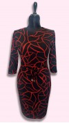 Réka ruha kötős sötét piros-fekete mintás